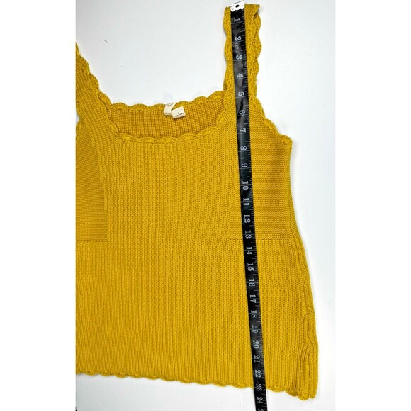 Moth Anthropologie Scallop Knit Sweater Tank Top Small Mustard Yellow Cottage - Picture 9 of 10